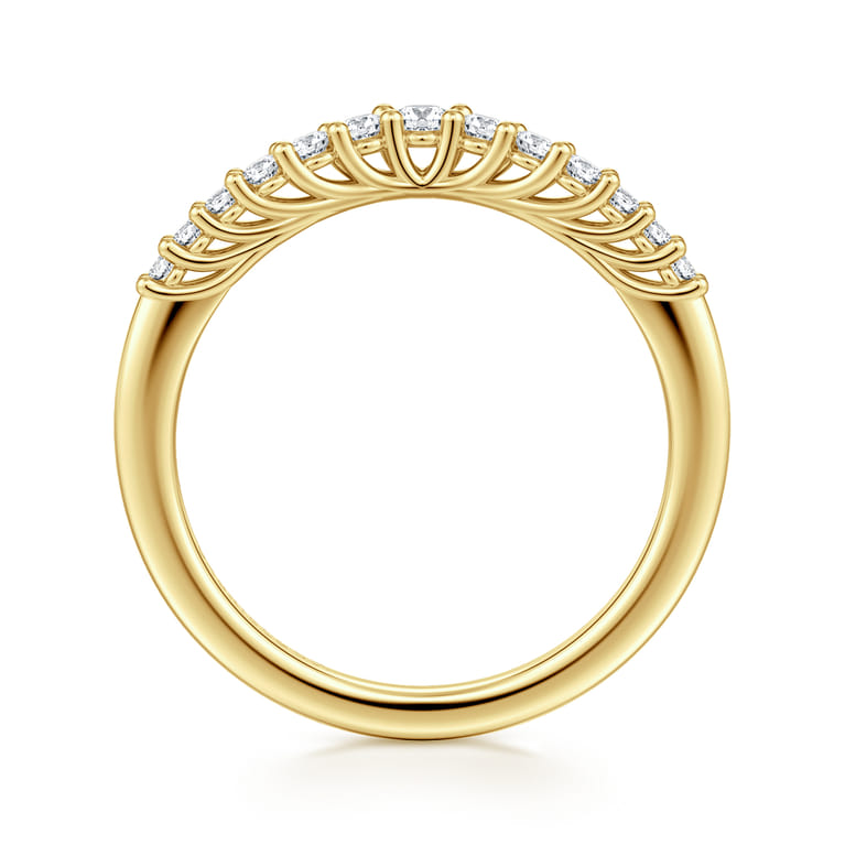 Curved Wedding Ring in 14k Yellow Gold with Round Natural Diamond at Gabriel & Co. - Shot 2