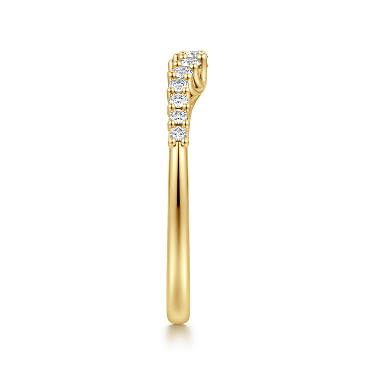 Curved Wedding Ring in 14k Yellow Gold with Round Natural Diamond at Gabriel & Co. - Shot 4