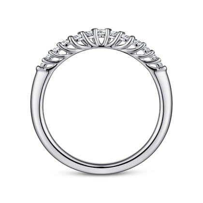 Ostrava - Curved Platinum Shared Prong Diamond Wedding Band