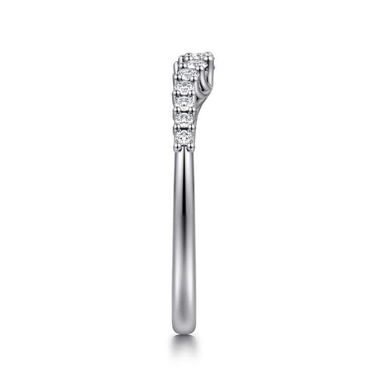 Curved Wedding Ring in Platinum with Round Natural Diamond at Gabriel & Co. - Shot 4