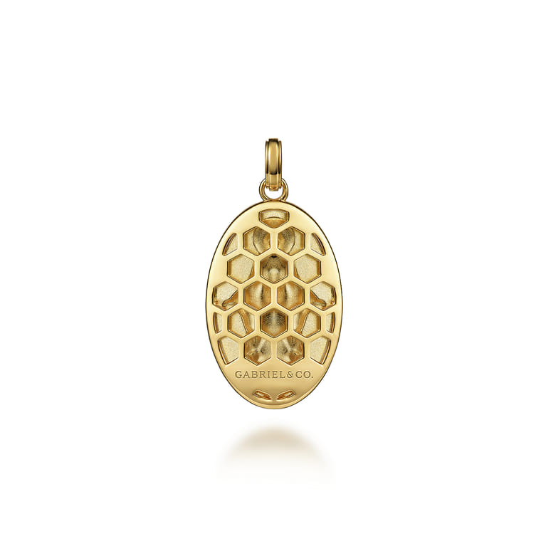 Oval 14K Yellow Gold Virgin Mary Pendant with Twisted Rope Frame - Shot 2