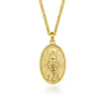 Oval 14K Yellow Gold Virgin Mary Pendant with Twisted Rope Frame
