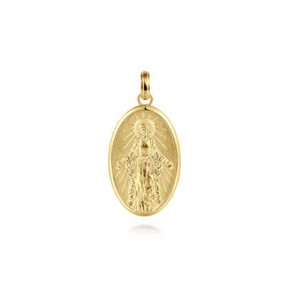 Oval 14K Yellow Gold Virgin Mary Pendant
