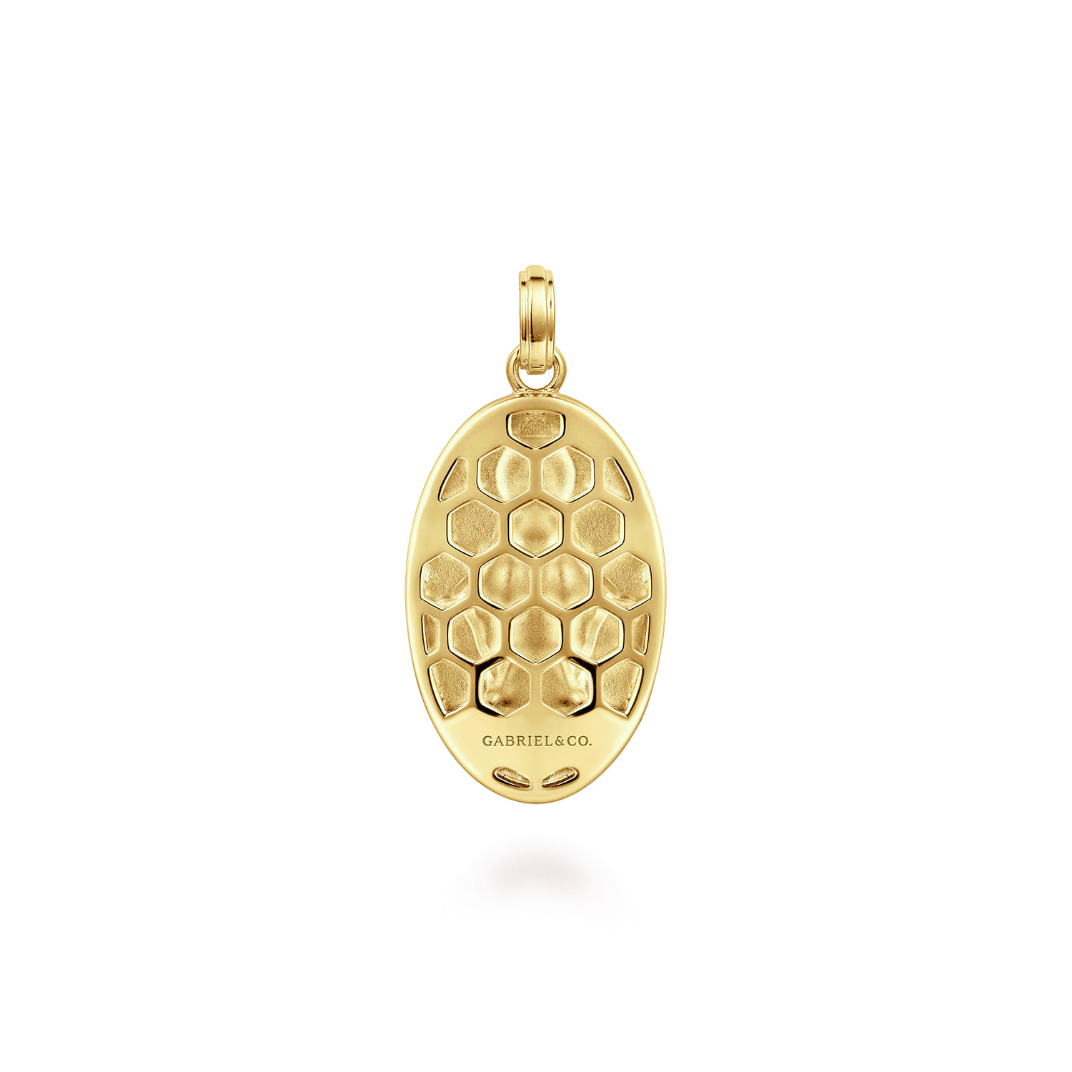Oval 14K Yellow Gold Virgin Mary Pendant - Shot 2