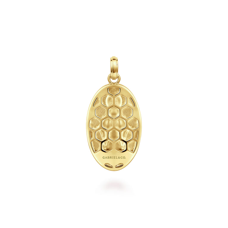 Oval 14K Yellow Gold Virgin Mary Pendant - Shot 2