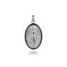 Oval 925 Sterling Silver Virgin Mary Pendant with Black Spinel Frame