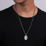 Oval 925 Sterling Silver Virgin Mary Pendant with Black Spinel Frame
