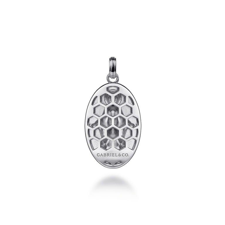 Oval 925 Sterling Silver Virgin Mary Pendant with Twisted Rope Frame - Shot 2
