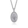 Oval 925 Sterling Silver Virgin Mary Pendant with Twisted Rope Frame