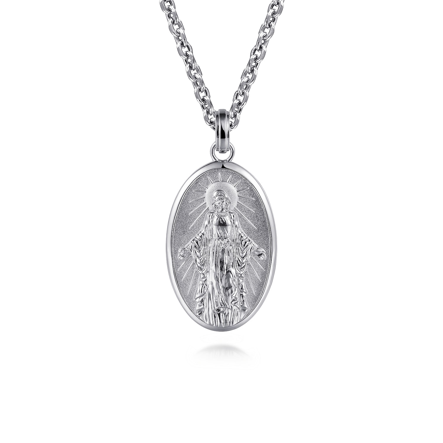 Oval 925 Sterling Silver Virgin Mary Pendant