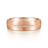 Owen - 14K Rose Gold 6mm - Men's Wedding Band in Satin Finish