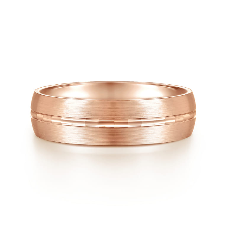 Owen - 14K Rose Gold 6mm - Men's Wedding Band in Satin Finish - Shot 1