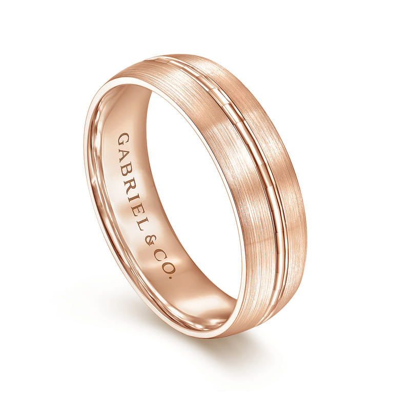 Owen - 14K Rose Gold 6mm - Men's Wedding Band in Satin Finish - Shot 3