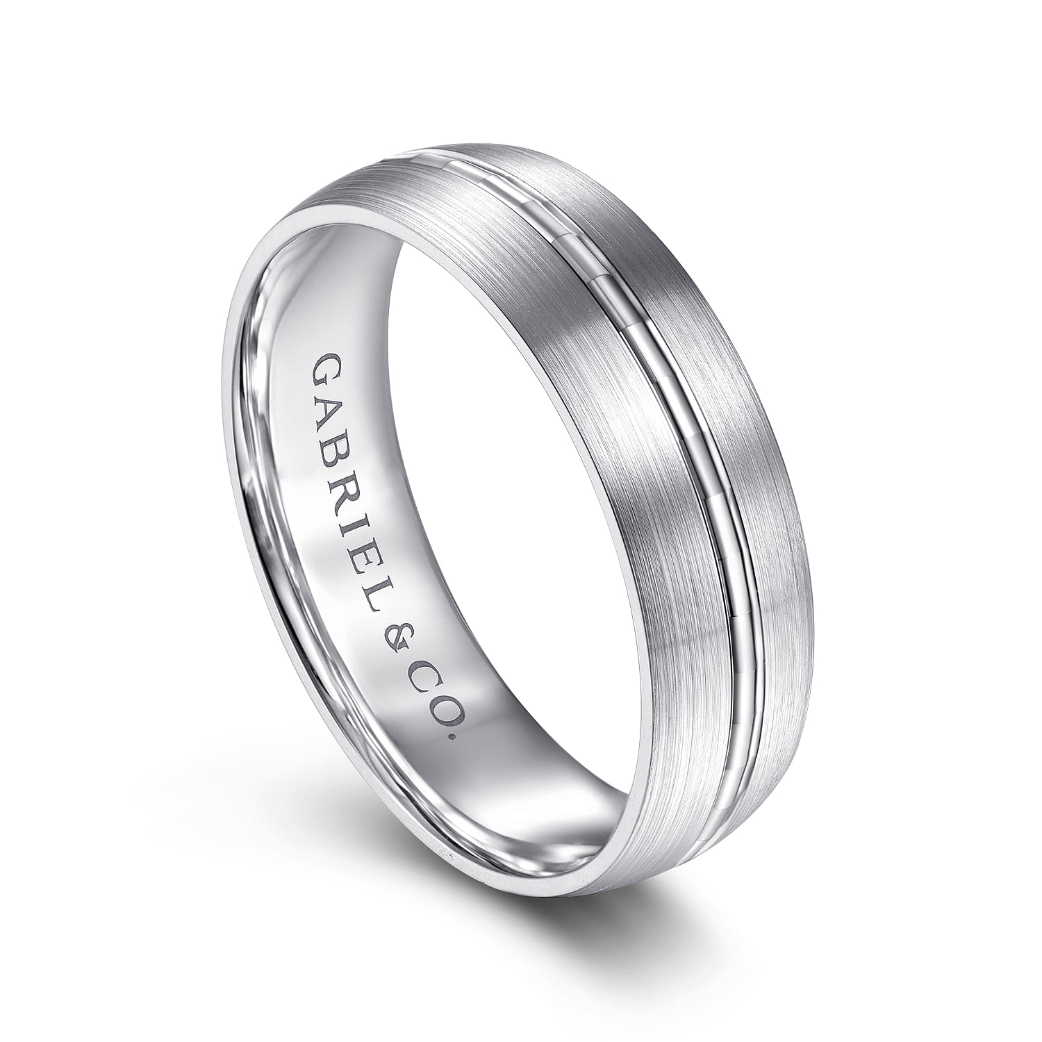 Owen - 14K White Gold 6mm - Men's Wedding Band in Satin Finish - Shot 3