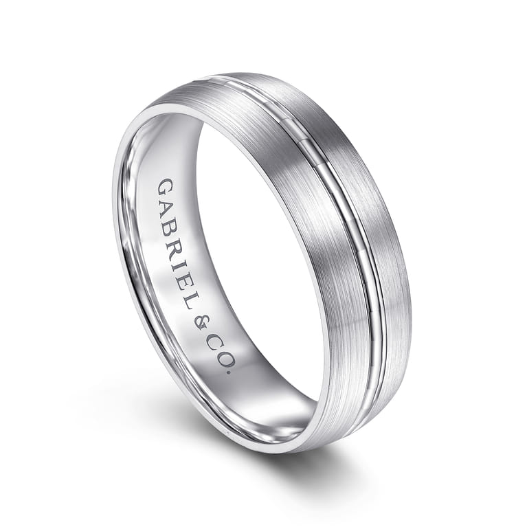 Owen - 14K White Gold 6mm - Men's Wedding Band in Satin Finish - Shot 3