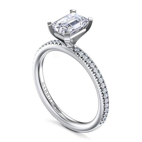 Oyin - 14K White Gold Emerald Cut Diamond Engagement Ring - 0.16 ct - Shot 3