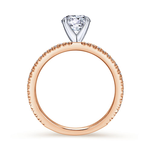 Oyin - 14K White-Rose Gold Round Diamond Engagement Ring - 0.16 ct - Shot 2