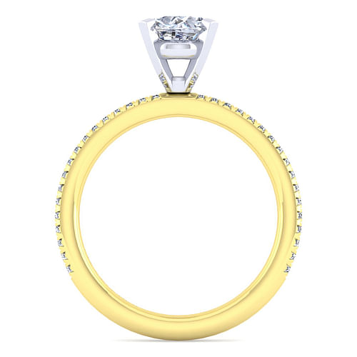 Oyin - 14K White-Yellow Gold Oval Diamond Engagement Ring - 0.16 ct - Shot 2