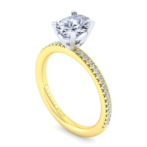 Oyin - 14K White-Yellow Gold Oval Diamond Engagement Ring - 0.16 ct - Shot 3