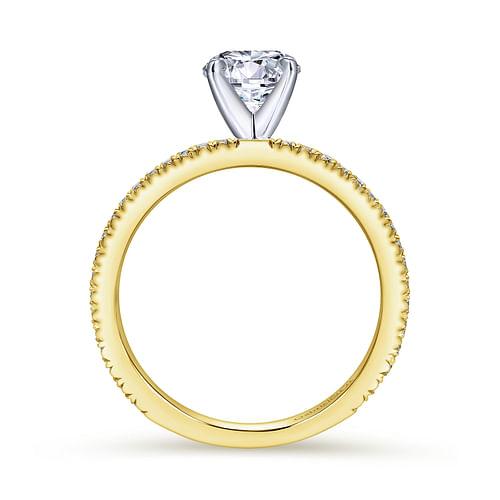 Oyin - 14K White-Yellow Gold Round Diamond Engagement Ring - 0.16 ct - Shot 2