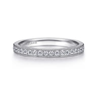 Padua - 14K White Gold Micro Pave Channel Diamond Wedding Band with Milgrain