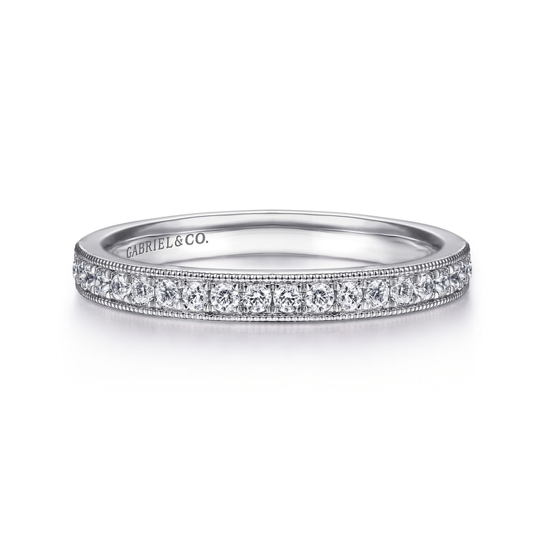 Straight Wedding Ring in 14k White Gold with Round Natural Diamond at Gabriel & Co.