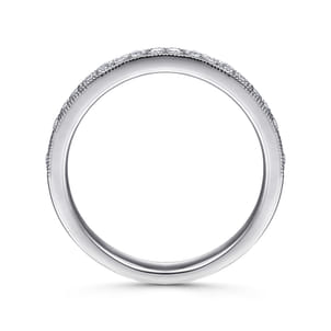 Padua - 14K White Gold Micro Pave Channel Diamond Wedding Band with Milgrain