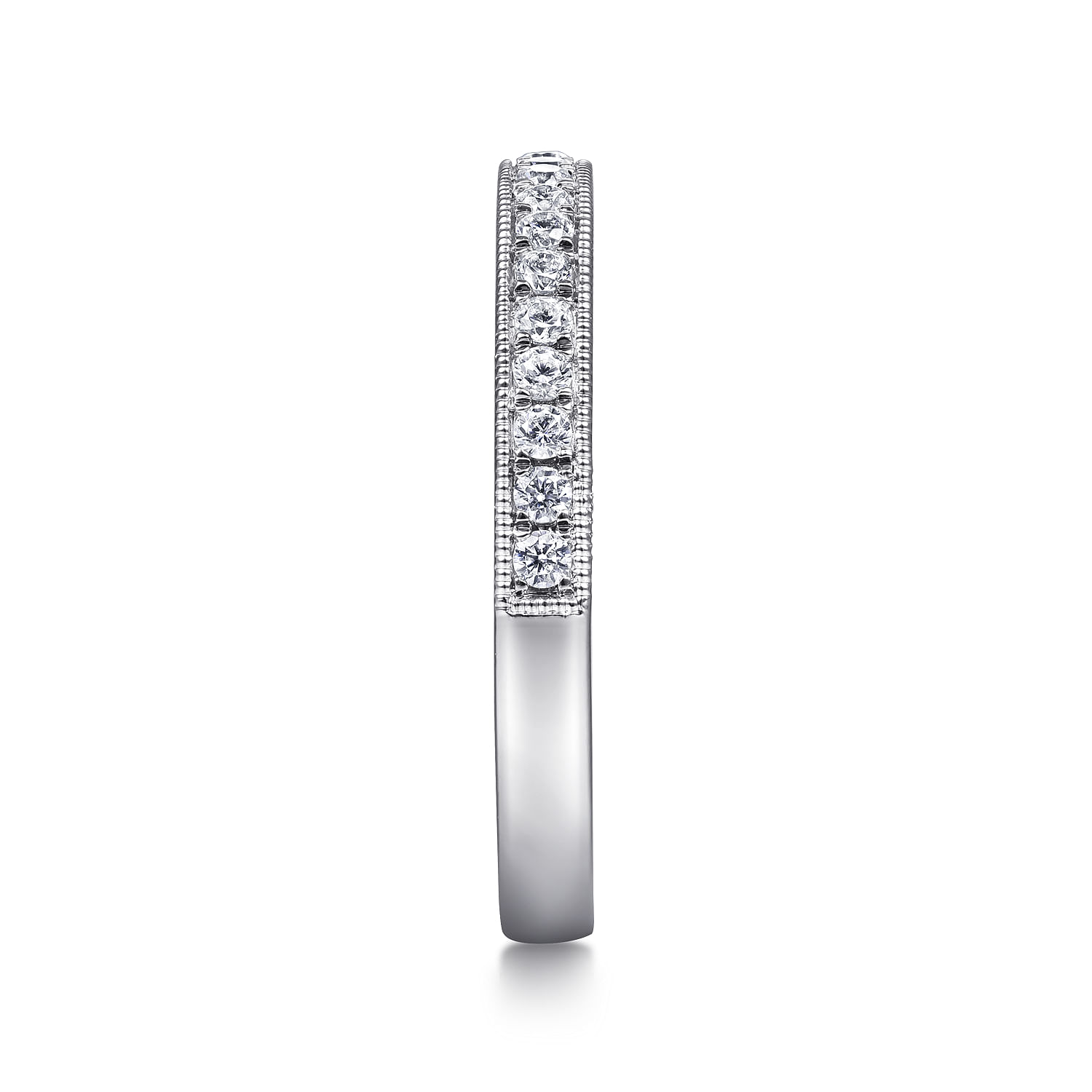 Padua - 14K White Gold Micro Pave Channel Diamond Wedding Band with Milgrain