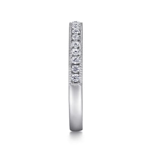 Padua - 14K White Gold Micro Pave Channel Diamond Wedding Band with Milgrain