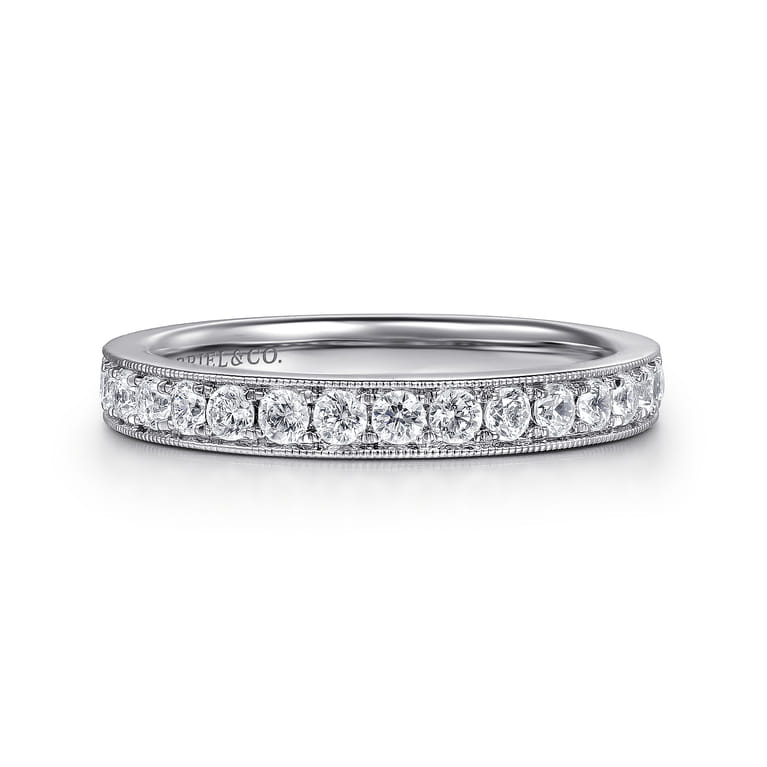 Straight Wedding Ring in 14k White Gold with Round Natural Diamond at Gabriel & Co. - Shot 1