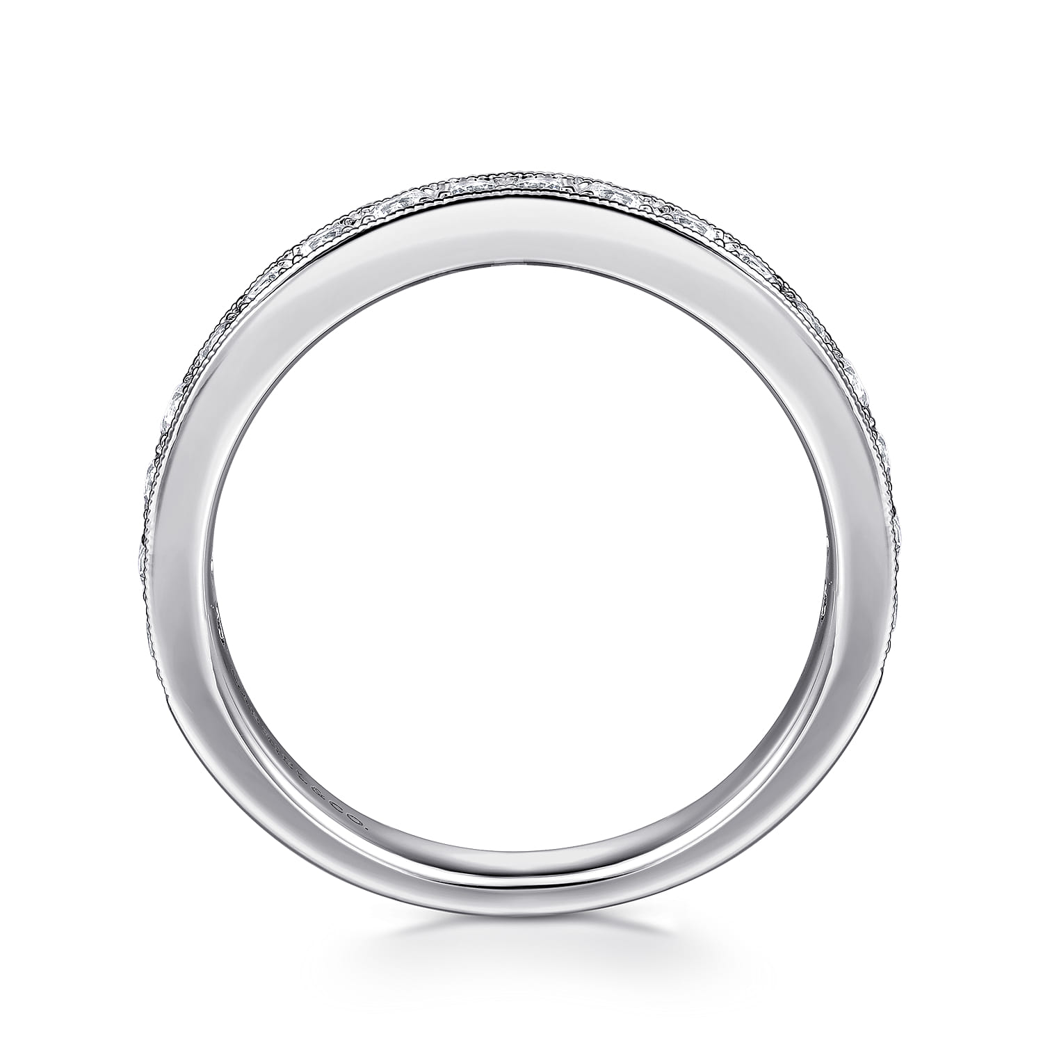 Straight Wedding Ring in 14k White Gold with Round Natural Diamond at Gabriel & Co. - Shot 2