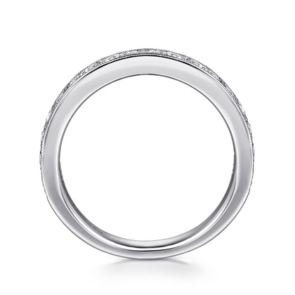 Padua - 14K White Gold Micro Pave Channel Diamond Wedding Band with Milgrain