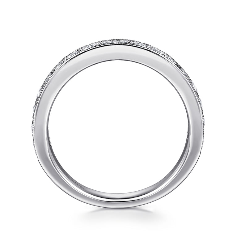 Straight Wedding Ring in 14k White Gold with Round Natural Diamond at Gabriel & Co. - Shot 2