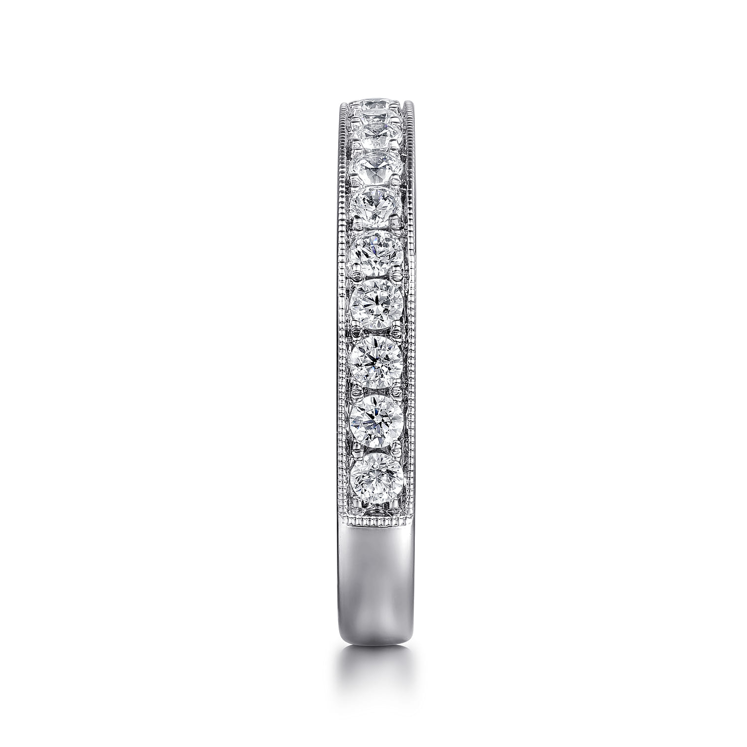 Straight Wedding Ring in 14k White Gold with Round Natural Diamond at Gabriel & Co. - Shot 4