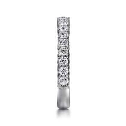 Padua - 14K White Gold Micro Pave Channel Diamond Wedding Band with Milgrain