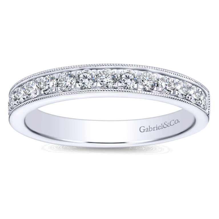 Straight Wedding Ring in 14k White Gold with Round Natural Diamond at Gabriel & Co. - Shot 5