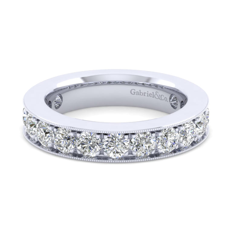 Straight Wedding Ring in 14k White Gold with Round Natural Diamond at Gabriel & Co. - Shot 1