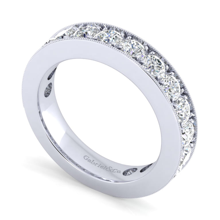 Straight Wedding Ring in 14k White Gold with Round Natural Diamond at Gabriel & Co. - Shot 3