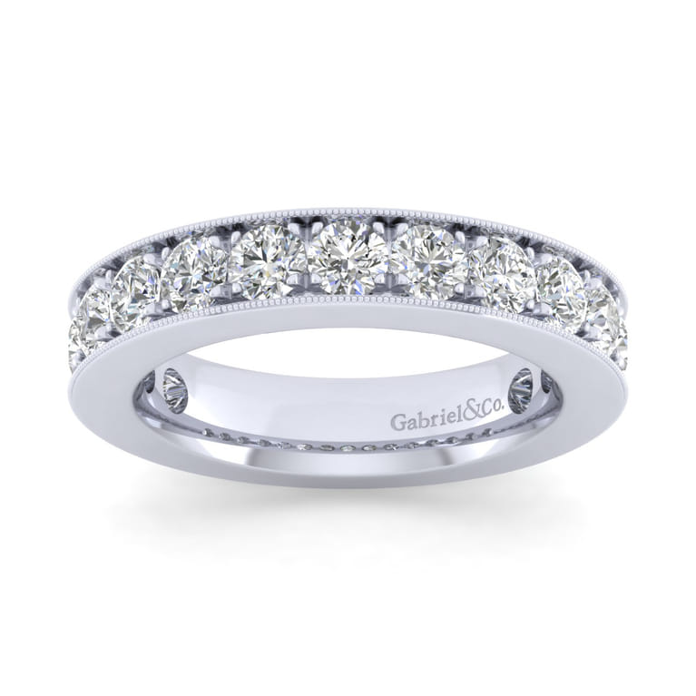 Straight Wedding Ring in 14k White Gold with Round Natural Diamond at Gabriel & Co. - Shot 4