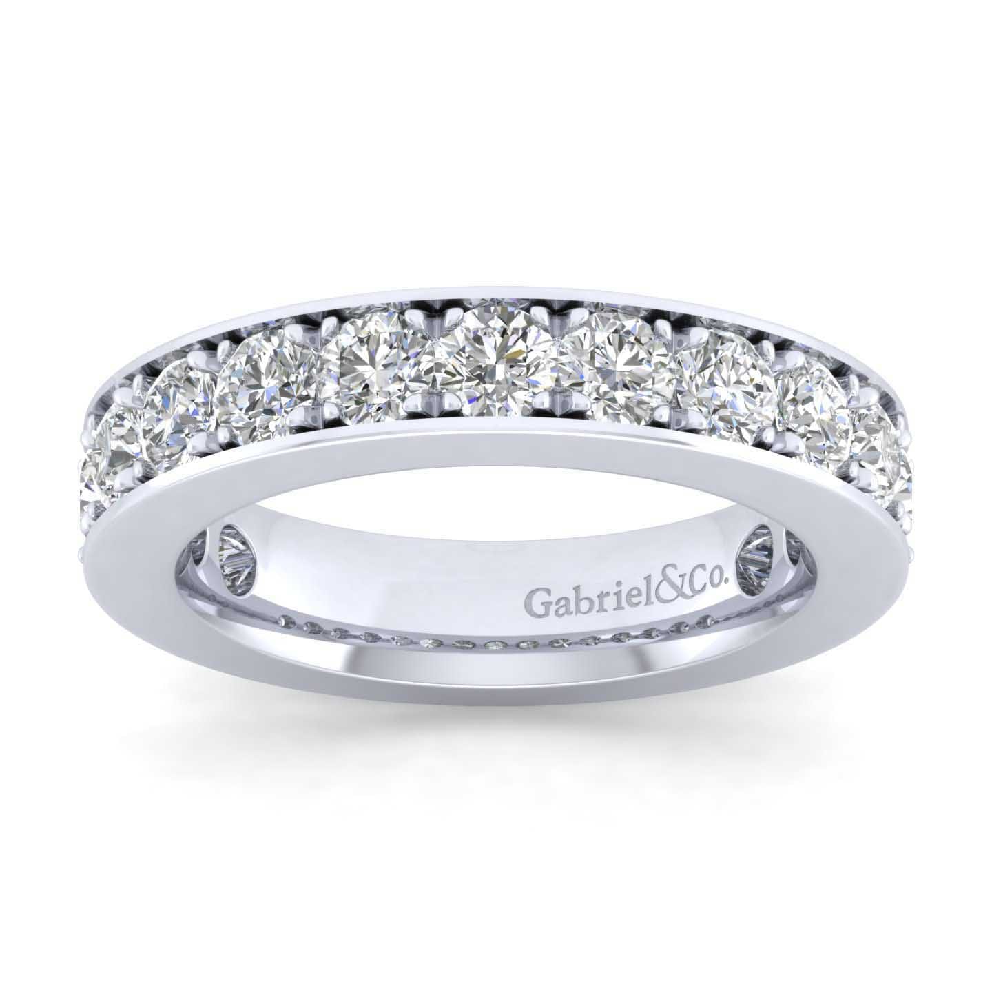 Straight Wedding Ring in 14k White Gold with Round Natural Diamond at Gabriel & Co. - Shot 5