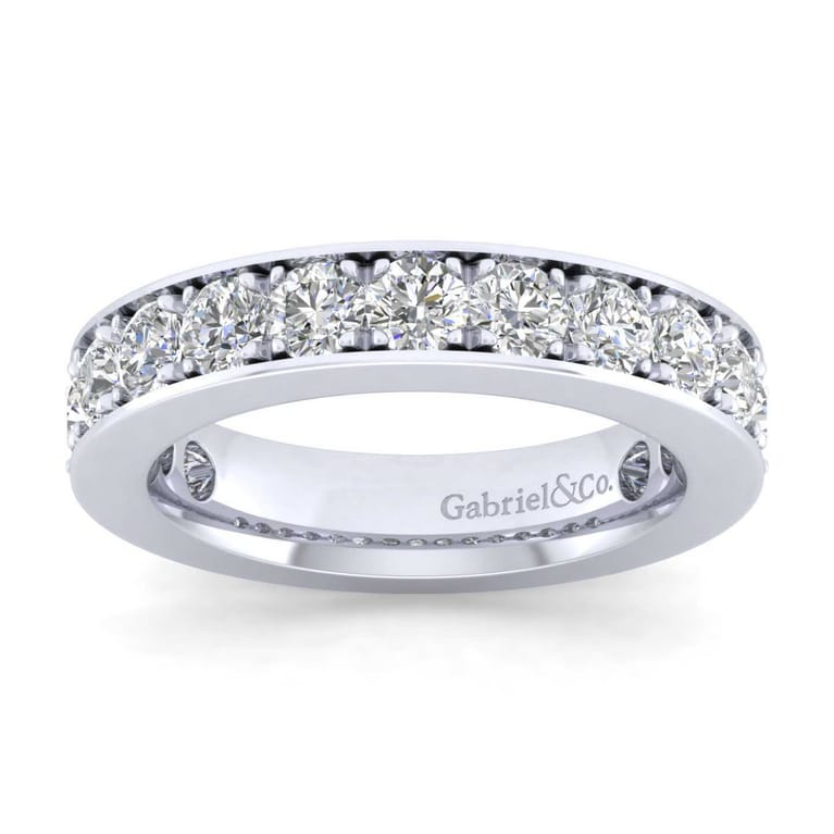 Straight Wedding Ring in 14k White Gold with Round Natural Diamond at Gabriel & Co. - Shot 5