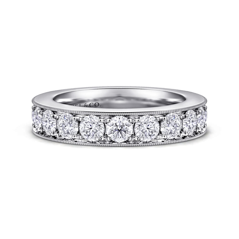 Straight Wedding Ring in 14k White Gold with Round Natural Diamond at Gabriel & Co. - Shot 1