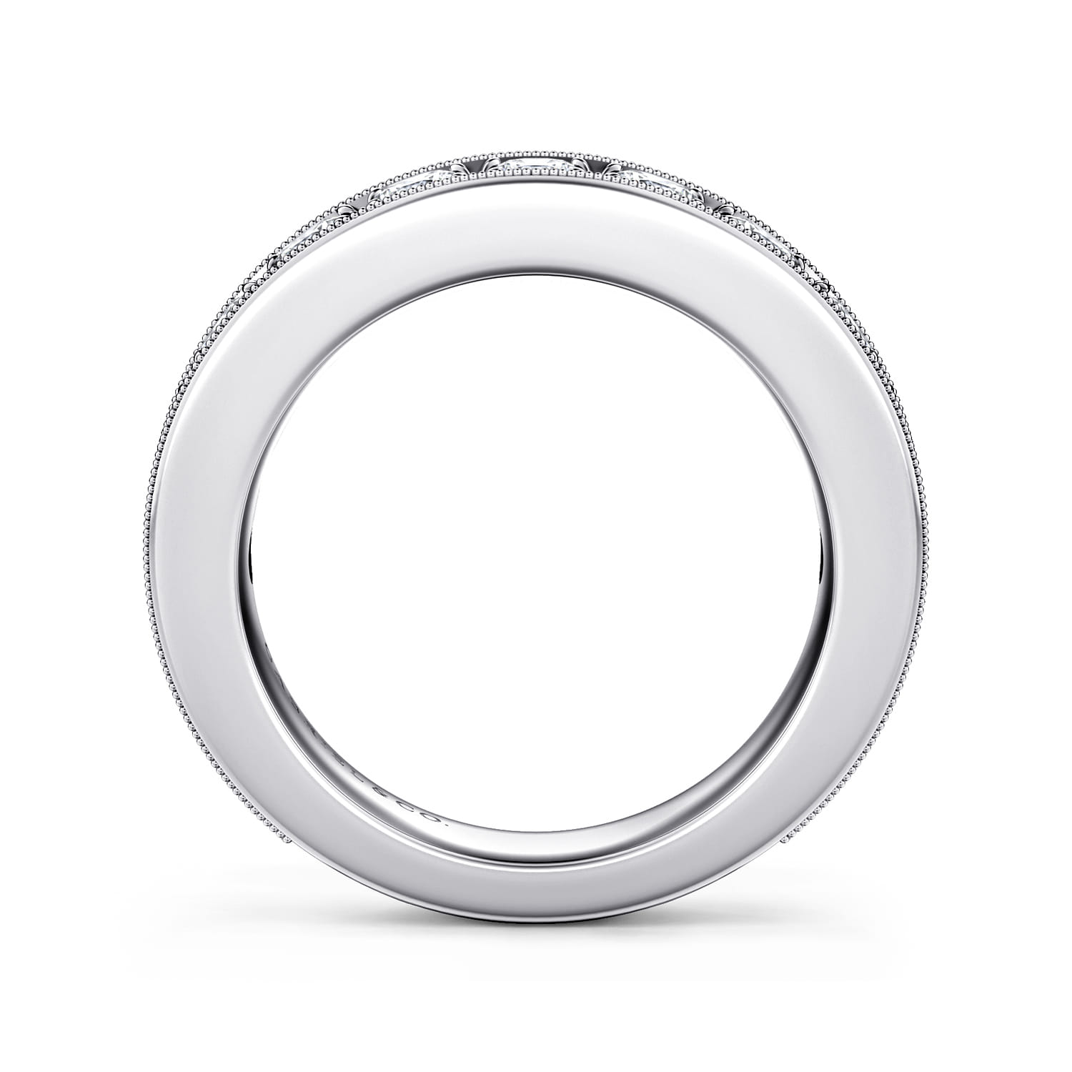 Straight Wedding Ring in 14k White Gold with Round Natural Diamond at Gabriel & Co. - Shot 2