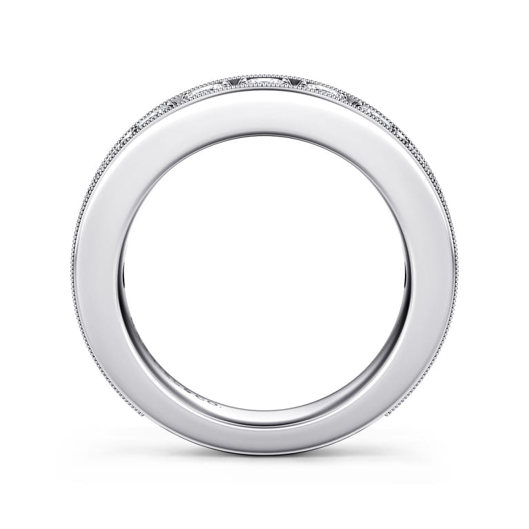 Straight Wedding Ring in 14k White Gold with Round Natural Diamond at Gabriel & Co. - Shot 2