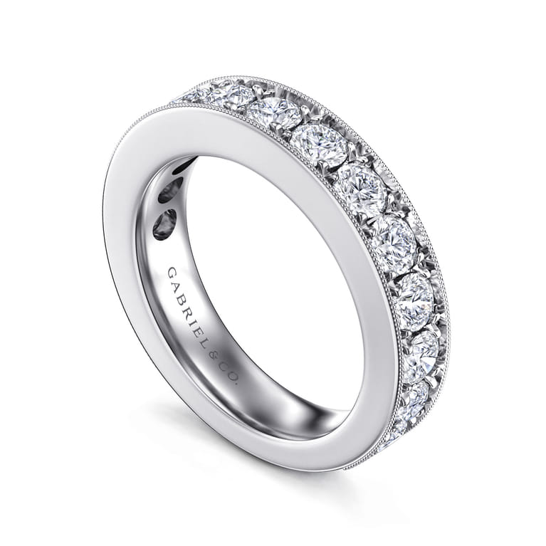 Straight Wedding Ring in 14k White Gold with Round Natural Diamond at Gabriel & Co. - Shot 3