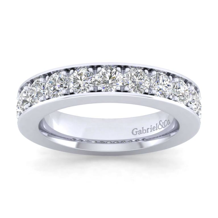 Straight Wedding Ring in 14k White Gold with Round Natural Diamond at Gabriel & Co. - Shot 5