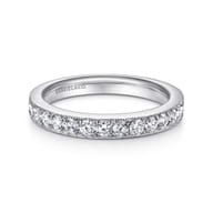 Padua - 14K White Gold Micro Pave Set Diamond Wedding Band with Milgrain