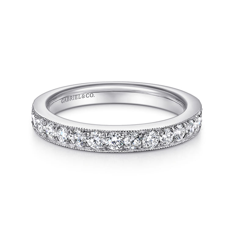 Straight Wedding Ring in 14k White Gold with Round Natural Diamond at Gabriel & Co. - Shot 1