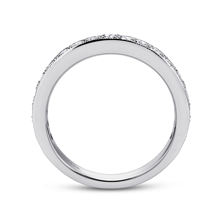 Straight Wedding Ring in 14k White Gold with Round Natural Diamond at Gabriel & Co. - Shot 2