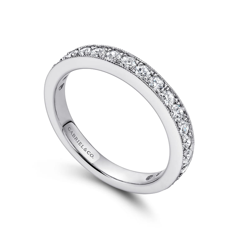 Straight Wedding Ring in 14k White Gold with Round Natural Diamond at Gabriel & Co. - Shot 3